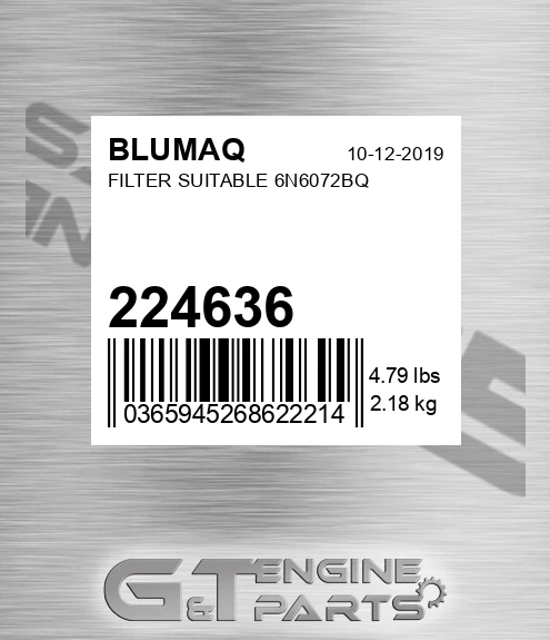 224636 BLUMAQ Filter Suitable 6n6072bq