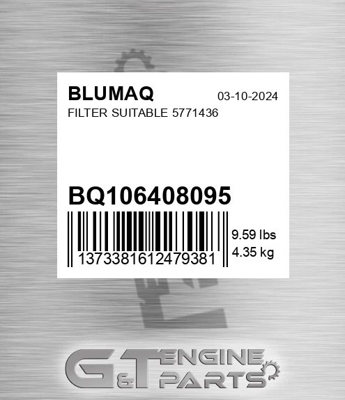 BQ106408095 Filter Suitable 5771436 for BLUMAQ