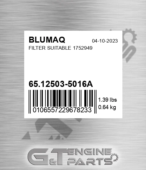65125035016A Filter Suitable 1752949 for BLUMAQ