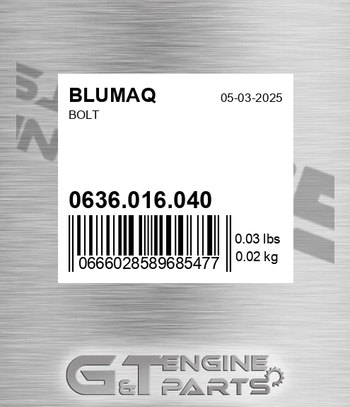 0636.016.040 Bolt for BLUMAQ