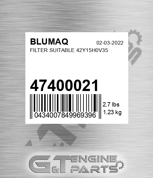 47400021 Filter Suitable 42y15h0v35 for BLUMAQ