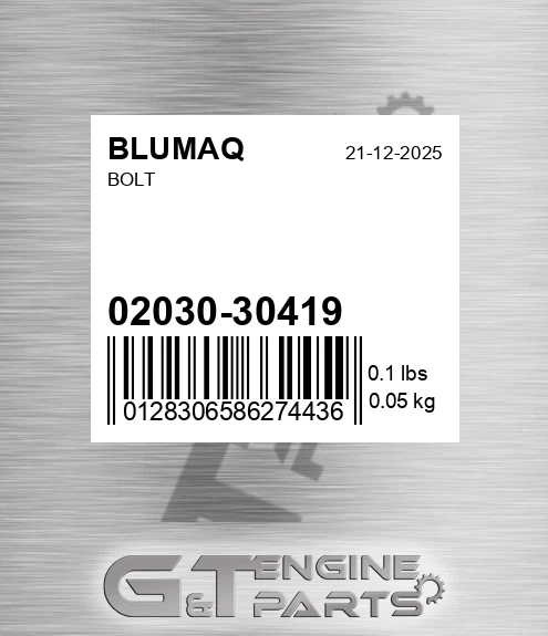 02030-30419 Bolt for BLUMAQ