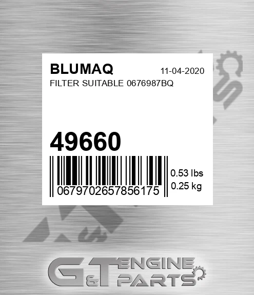 49660 Filter Suitable 0676987bq for BLUMAQ