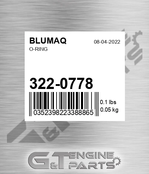322-0778 O-ring for BLUMAQ