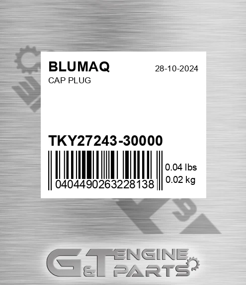 TKY27243-30000 Cap Plug for BLUMAQ