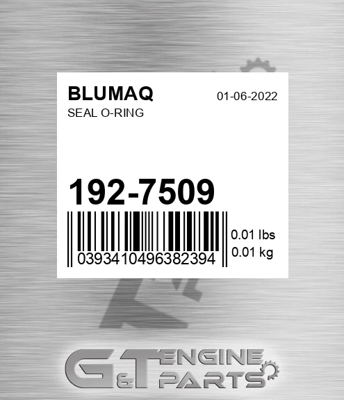 192-7509 Seal O-ring for BLUMAQ
