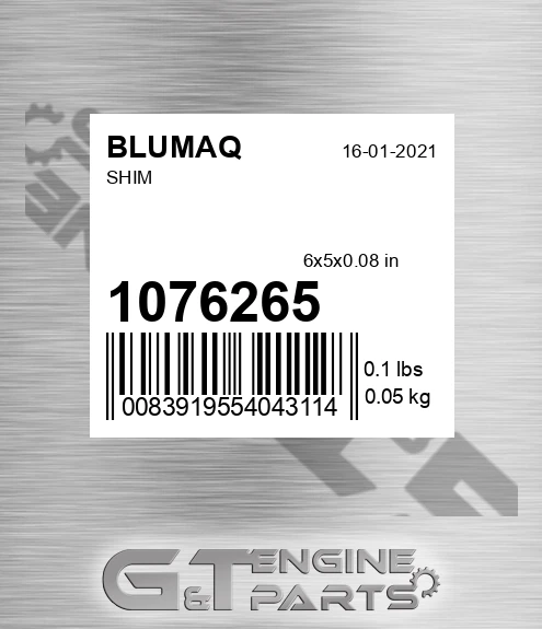 107-6265 Shim for BLUMAQ