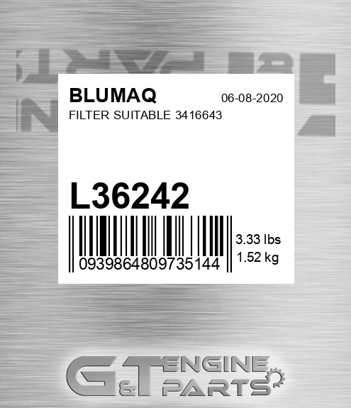 L36242 BLUMAQ Filter Suitable 3416643