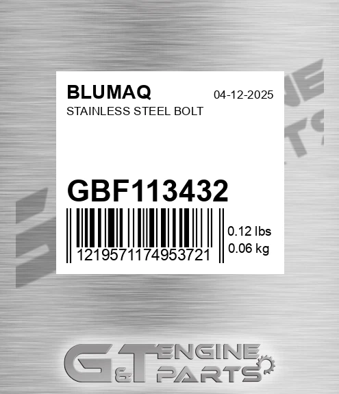 GBF113432 Stainless Steel Bolt for BLUMAQ