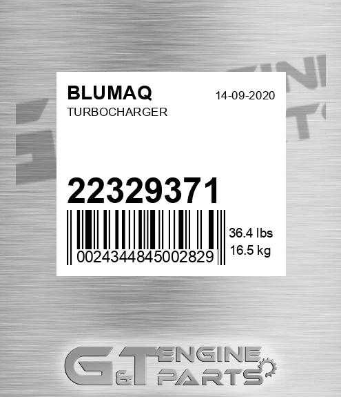 22329371 Turbocharger for BLUMAQ