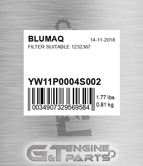 YW11P0004S002 Filter Suitable 1232367 for BLUMAQ