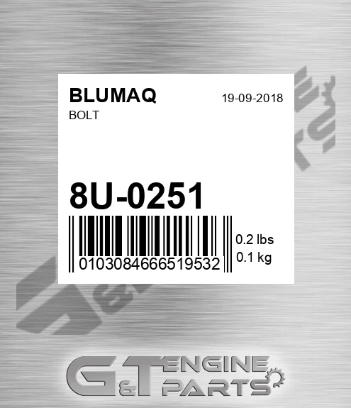 8U-0251 Bolt for BLUMAQ