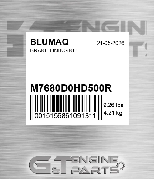 M7680D0HD500R Brake Lining Kit for BLUMAQ