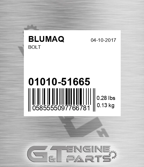 01010-51665 Bolt for BLUMAQ