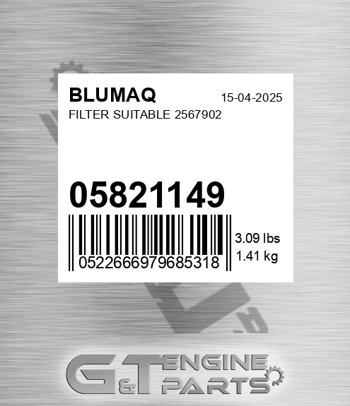 05821149 Filter Suitable 2567902 for BLUMAQ