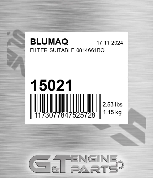 15021 Filter Suitable 0814661bq