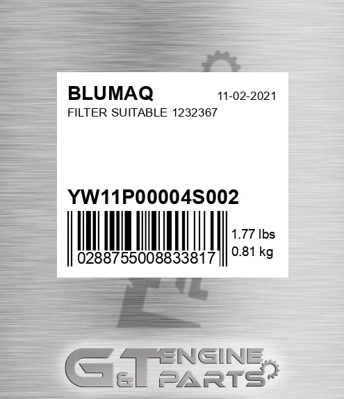 YW11P00004S002 Filter Suitable 1232367 for BLUMAQ