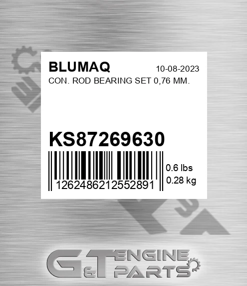 KS87269630 Con. Rod Bearing Set 0,76 Mm. for BLUMAQ