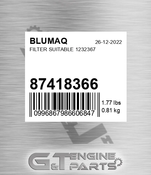 87418366 BLUMAQ Filter Suitable 1232367