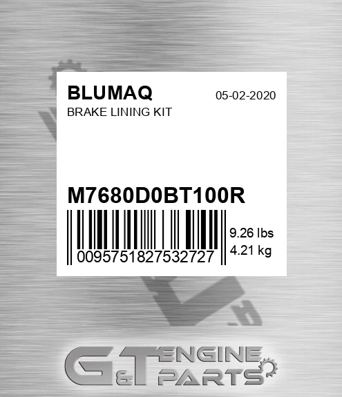 M7680D0BT100R Brake Lining Kit for BLUMAQ