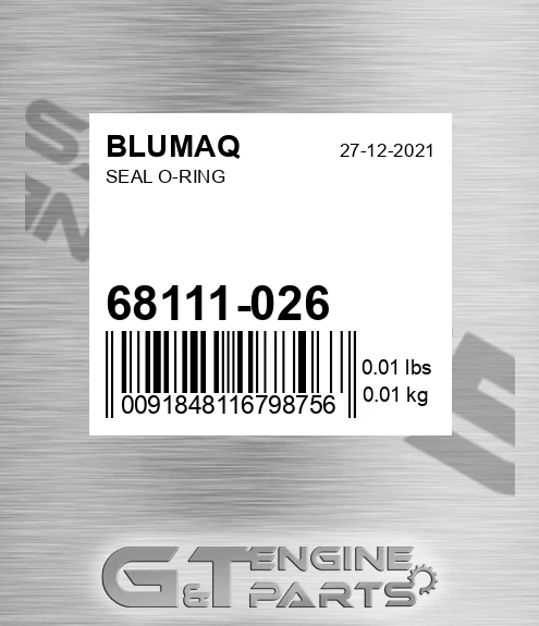 68111-026 Seal O-ring for BLUMAQ