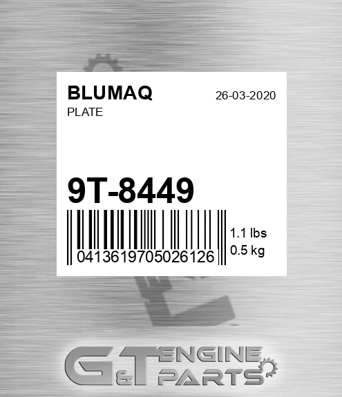 9T-8449 Plate for BLUMAQ