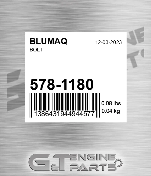 578-1180 Bolt for BLUMAQ