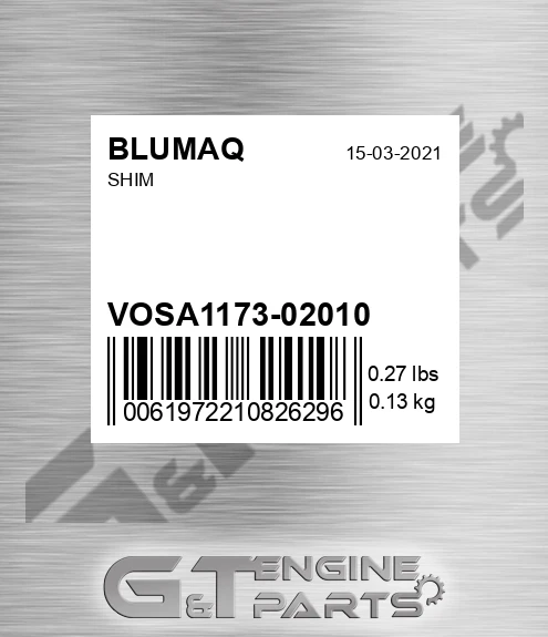 VOSA1173-02010 Shim for BLUMAQ