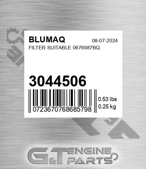 3044506 BLUMAQ Filter Suitable 0676987bq