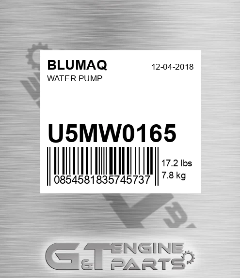 U5MW0165 Water Pump for BLUMAQ