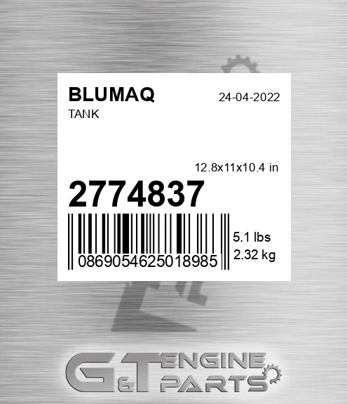 277-4837 Tank for BLUMAQ