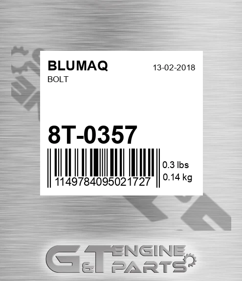 8T-0357 Bolt for BLUMAQ
