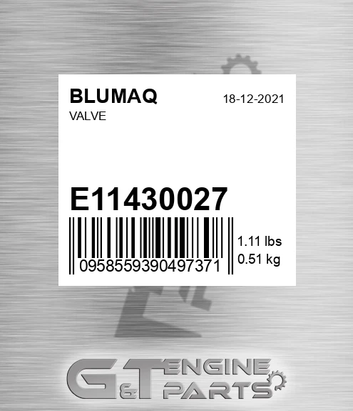 E11430027 Valve for BLUMAQ