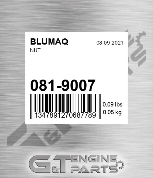 081-9007 Nut for BLUMAQ