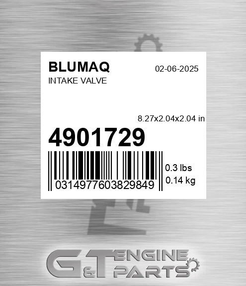 490-1729 Intake Valve for BLUMAQ