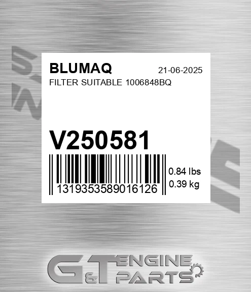 V250581 BLUMAQ Filter Suitable 1006848bq