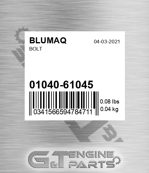 01040-61045 Bolt for BLUMAQ