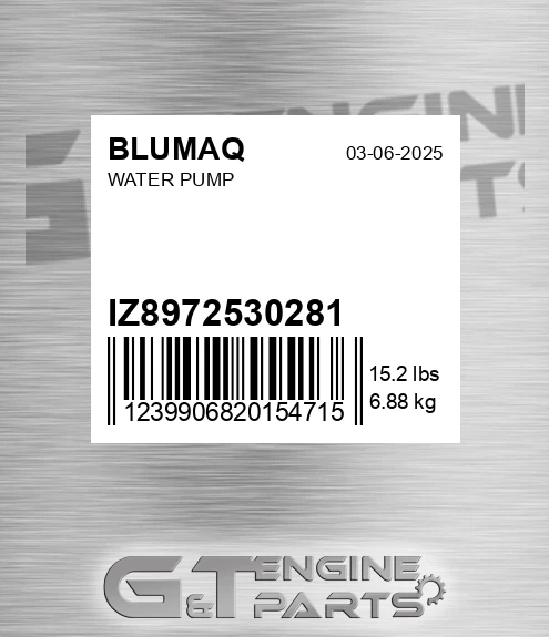 IZ8972530281 Water Pump for BLUMAQ