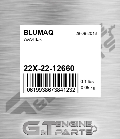 22X-22-12660 Washer for BLUMAQ