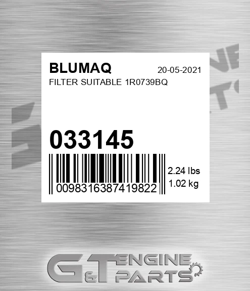 033.145 BLUMAQ Filter Suitable 1r0739bq