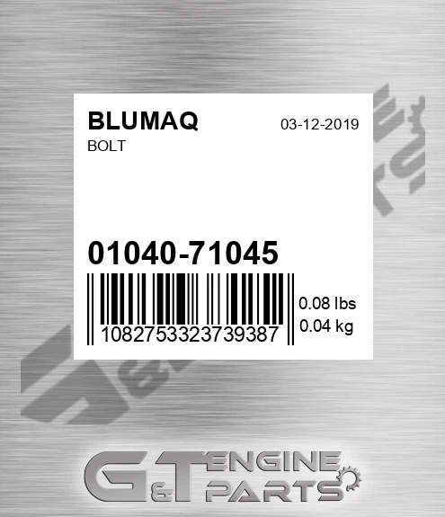 01040-71045 Bolt for BLUMAQ