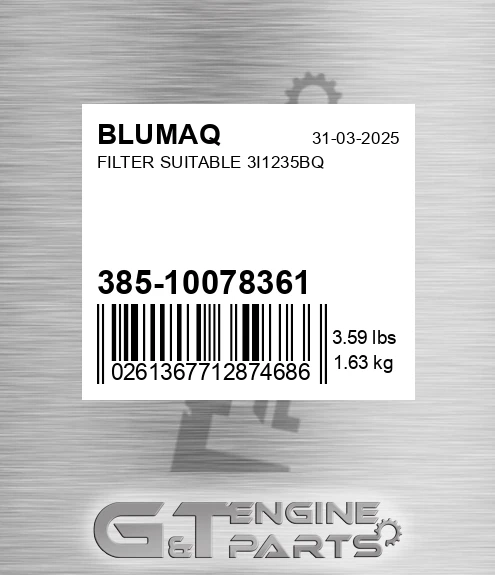 385-10078361 Filter Suitable 3i1235bq for BLUMAQ