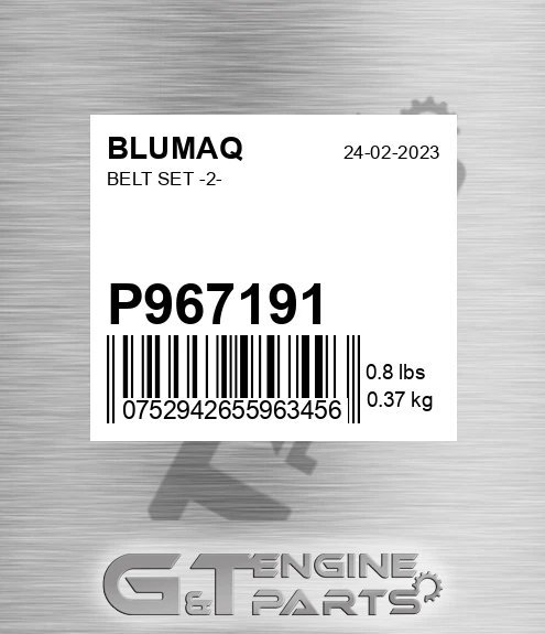 P967191 Belt Set -2- for BLUMAQ