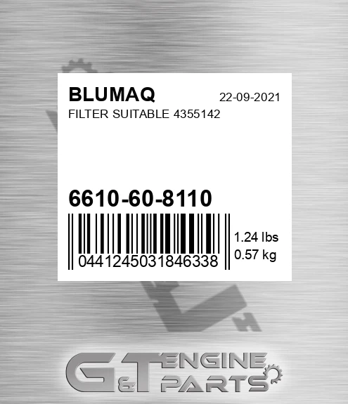 6610-60-8110 Filter Suitable 4355142 for BLUMAQ