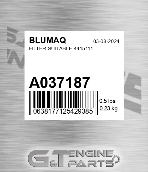A037187 Filter Suitable 4415111