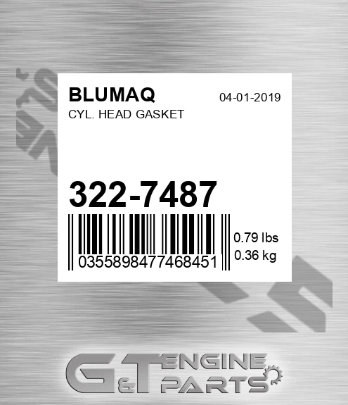 322-7487 Cyl. Head Gasket for BLUMAQ