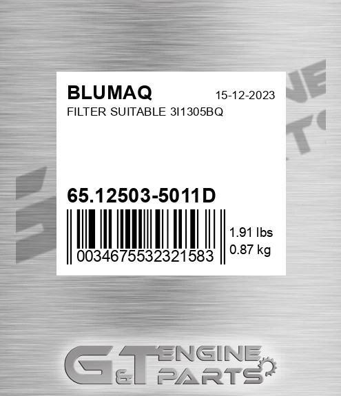 65.12503-5011D Filter Suitable 3i1305bq for BLUMAQ