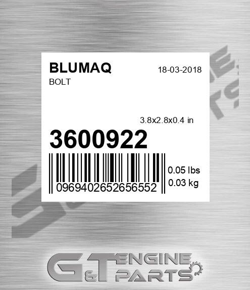 360-0922 Bolt for BLUMAQ