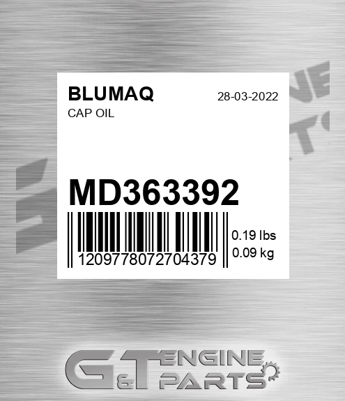 MD363392 Cap Oil for BLUMAQ
