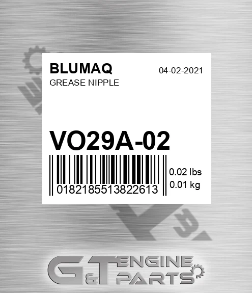 VO29A-02 Grease Nipple for BLUMAQ